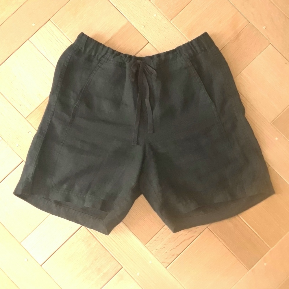 J Jill Linen Love Black Drawstring Shorts Small